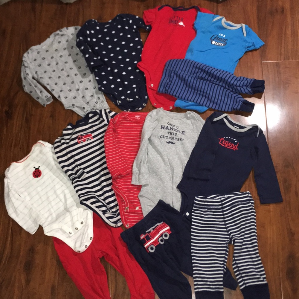 Carters 9 months boy lot onesie bodysuit pants